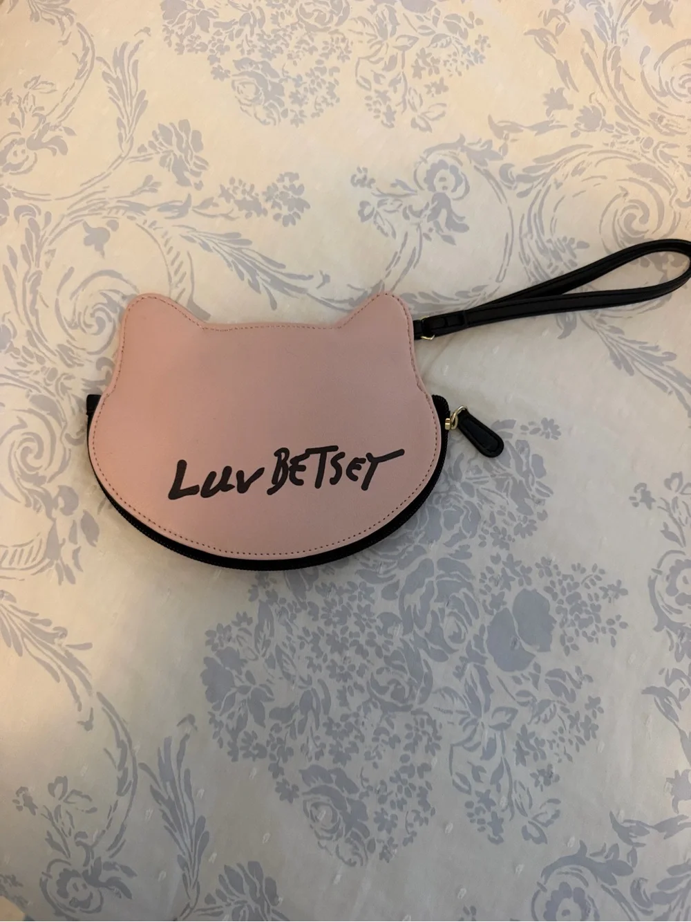 Betsey Johnson Pink Cat Wristlet with Silver Glitter Sunglasses